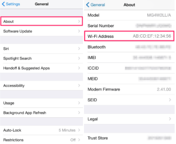 How to find mac address on iphone
