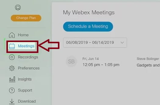 cancel Webex meeting 