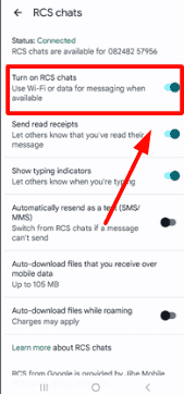 enable disable RCS Chat in Android